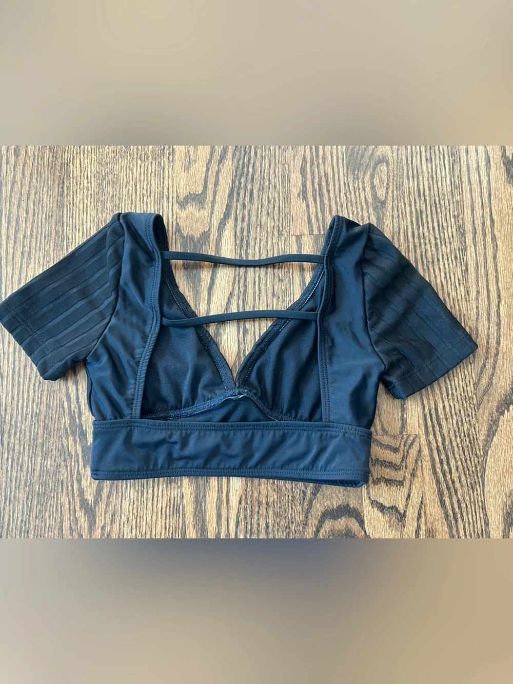 Kids Black Open Back Cropped dance top sports bra
